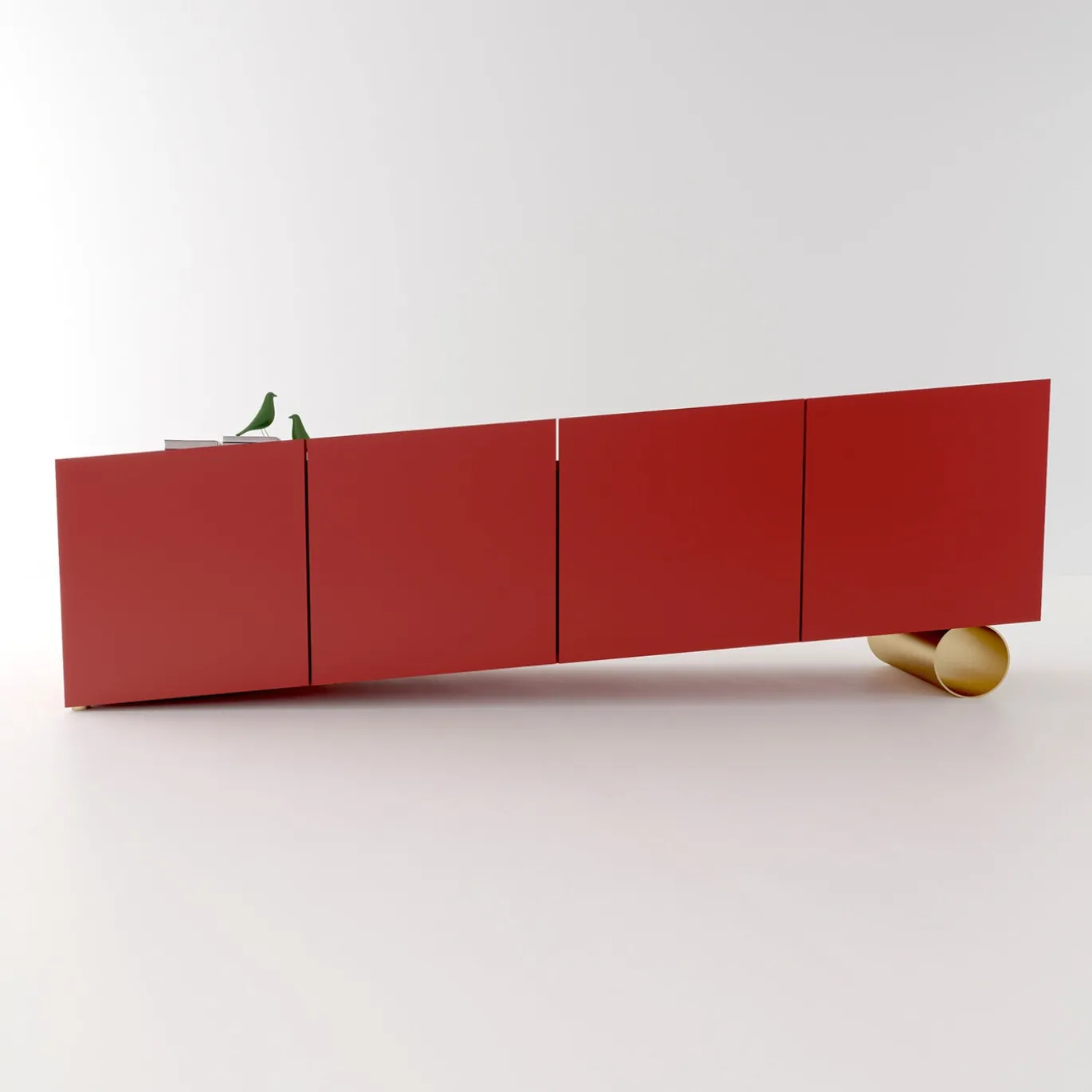 Madia asimmetrica M19 in legno laccato rosso