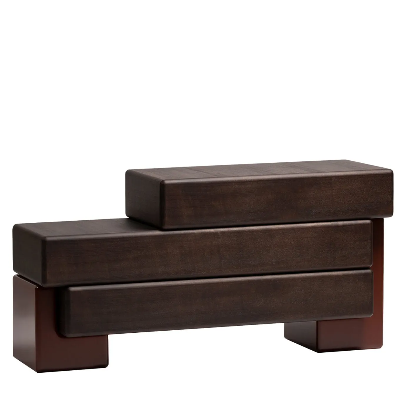 Madia Brick D con Base Laccata Rosso Amarone e Cassetti in Legno Finitura Moka Lucidi