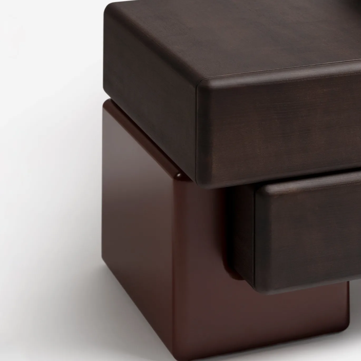 Madia Brick D con Base Laccata Rosso Amarone e Cassetti in Legno Finitura Moka Lucidi