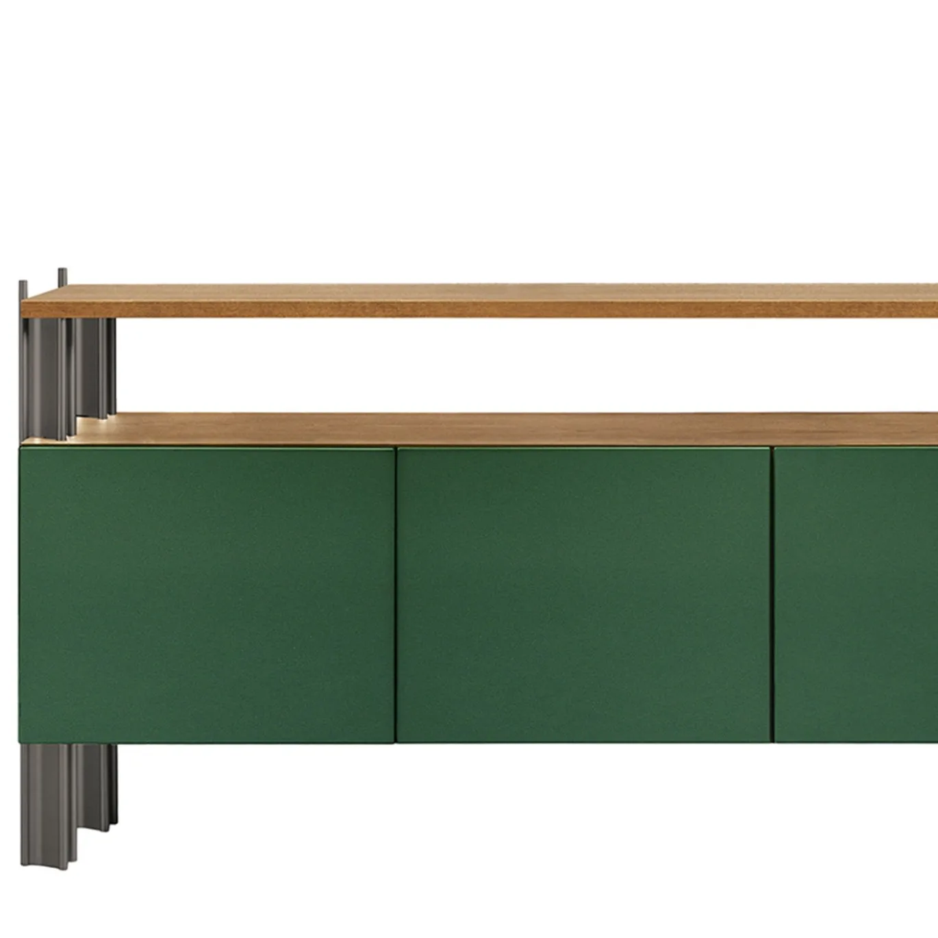 Madia da pranzo Flexor in legno laccato lucido verde e alluminio di Robert Stadler