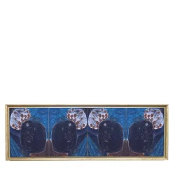 Madia Disegno Quattro in legno di rovere con pannelli decorati con arte astratta