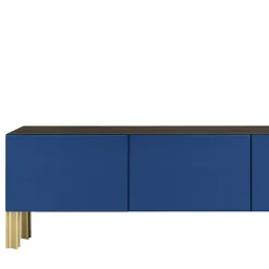 Madia living Flexor in legno laccato lucido blu e alluminio di Robert Stadler