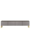 Madia living Flexor in legno laccato lucido grigio e alluminio di Robert Stadler