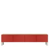 Madia living Flexor in legno laccato lucido rosso e alluminio di Robert Stadler
