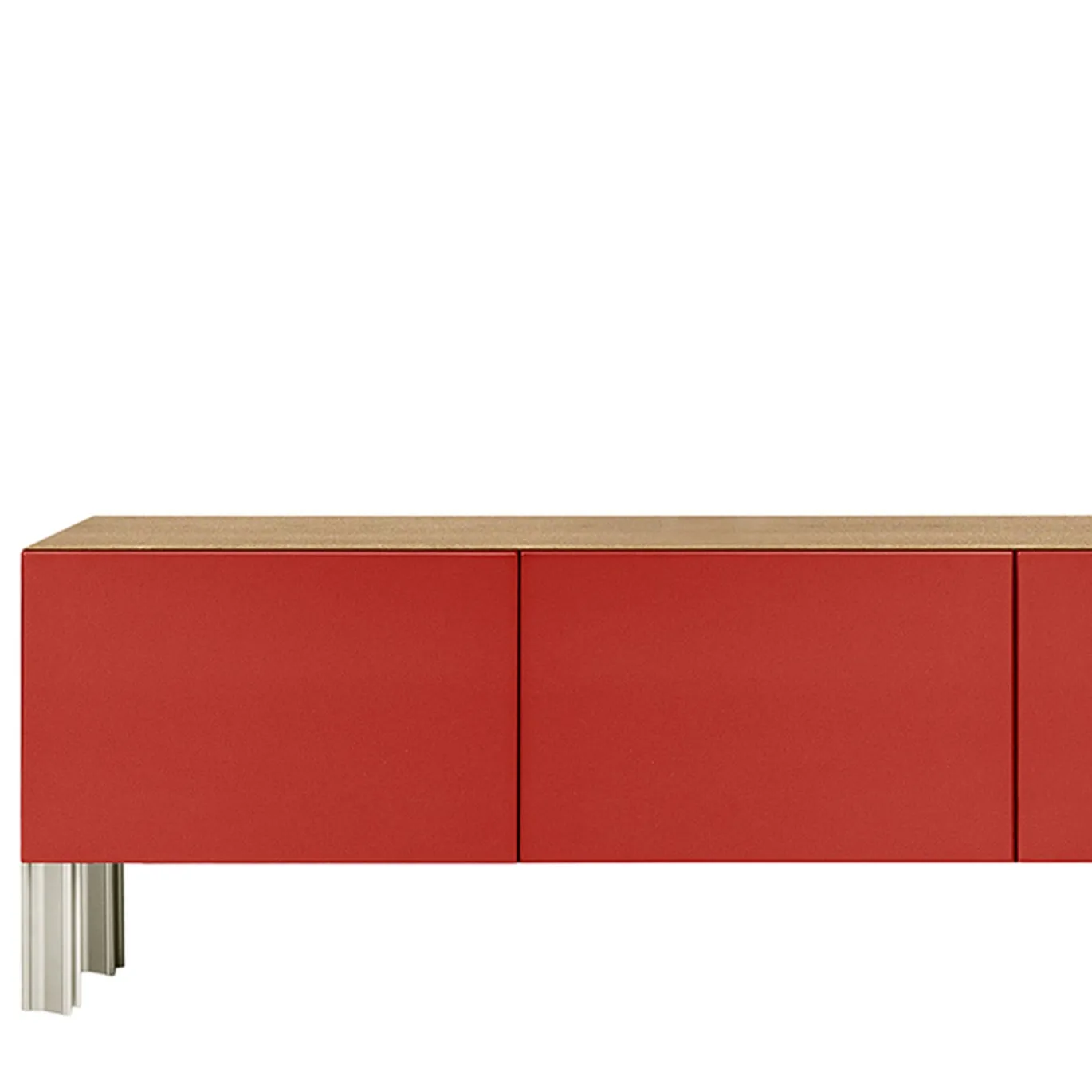 Madia living Flexor in legno laccato lucido rosso e alluminio di Robert Stadler