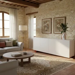 Madia M19 Asimmetrica in Legno Laccato Bianco