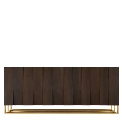 Madia Pora in legno marrone con base in metallo