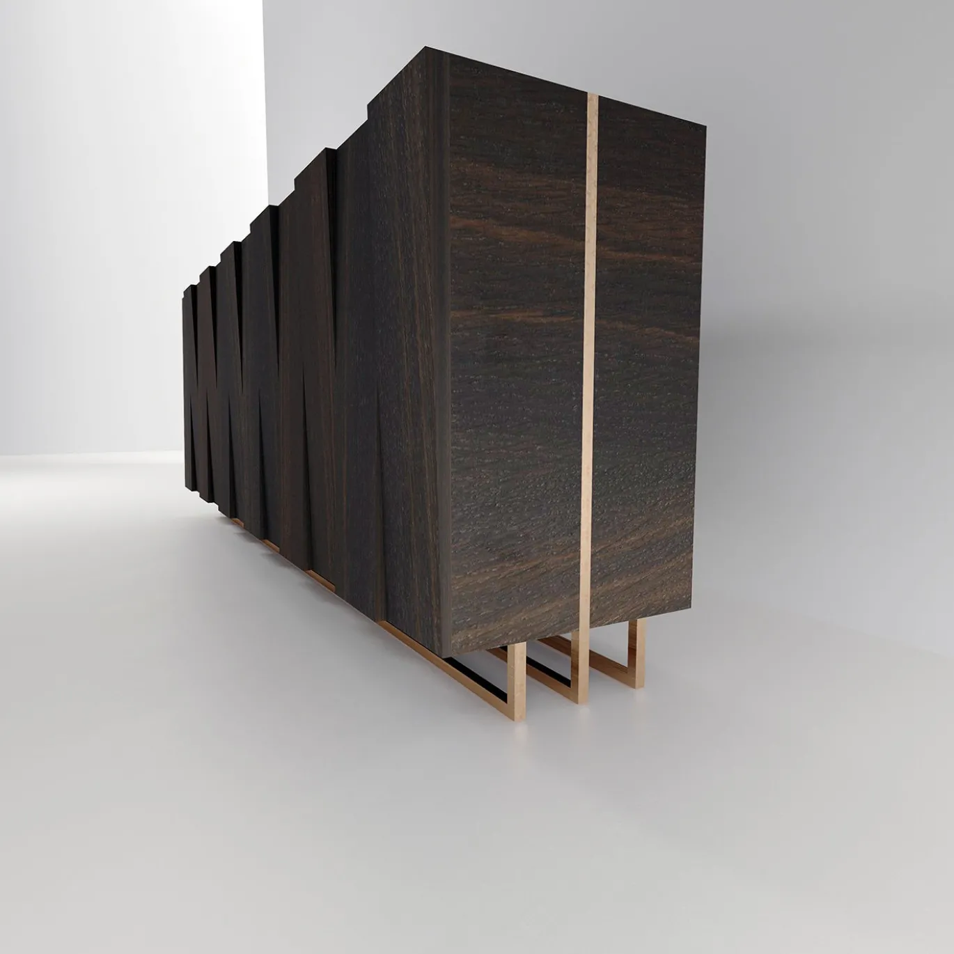 Madia Pora in legno marrone con base in metallo