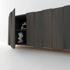 Madia Pora in legno marrone con base in metallo