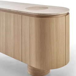 Madia Soffio in rovere con top in travertino
