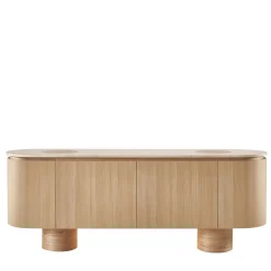 Madia Soffio in rovere con top in travertino