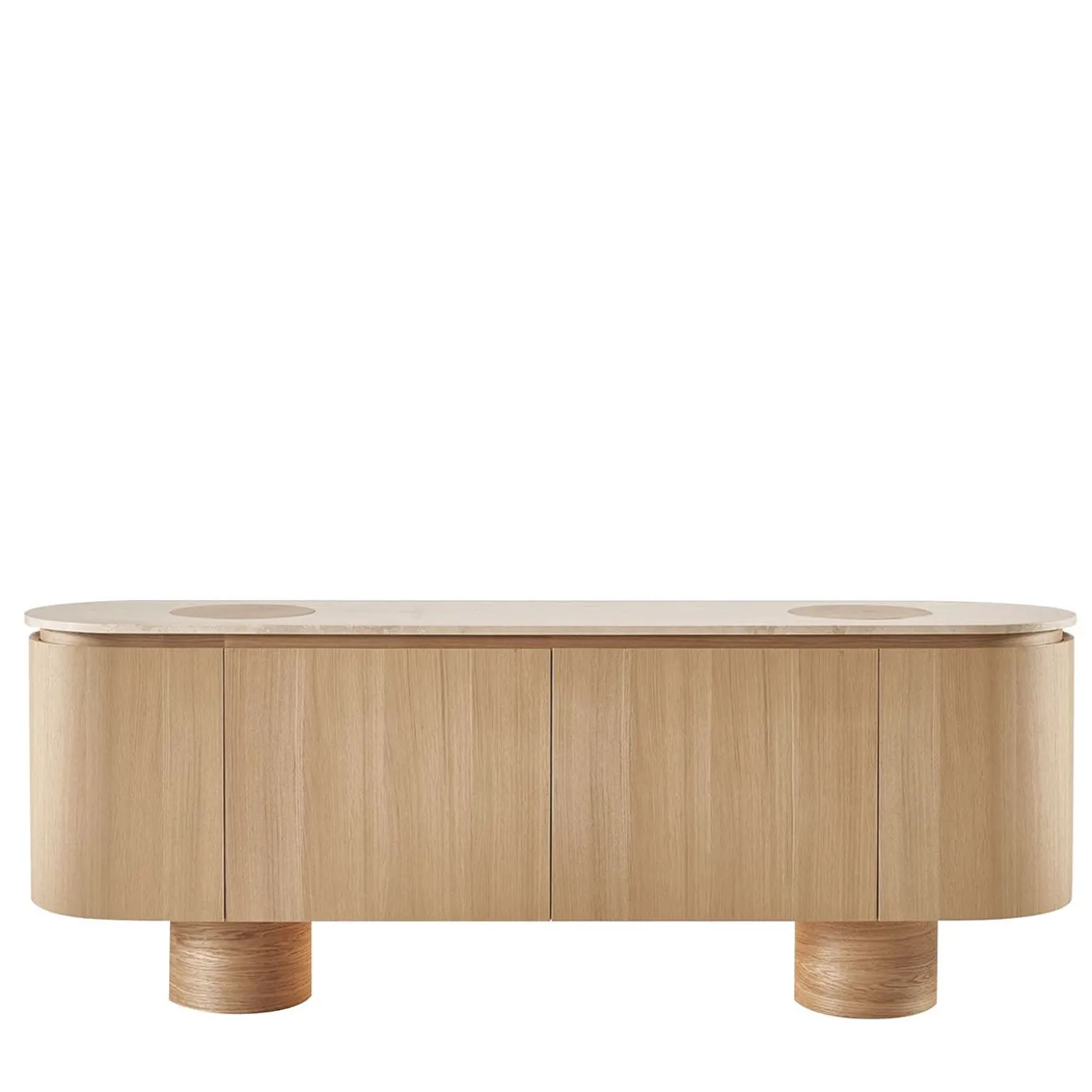 Madia Soffio in rovere con top in travertino