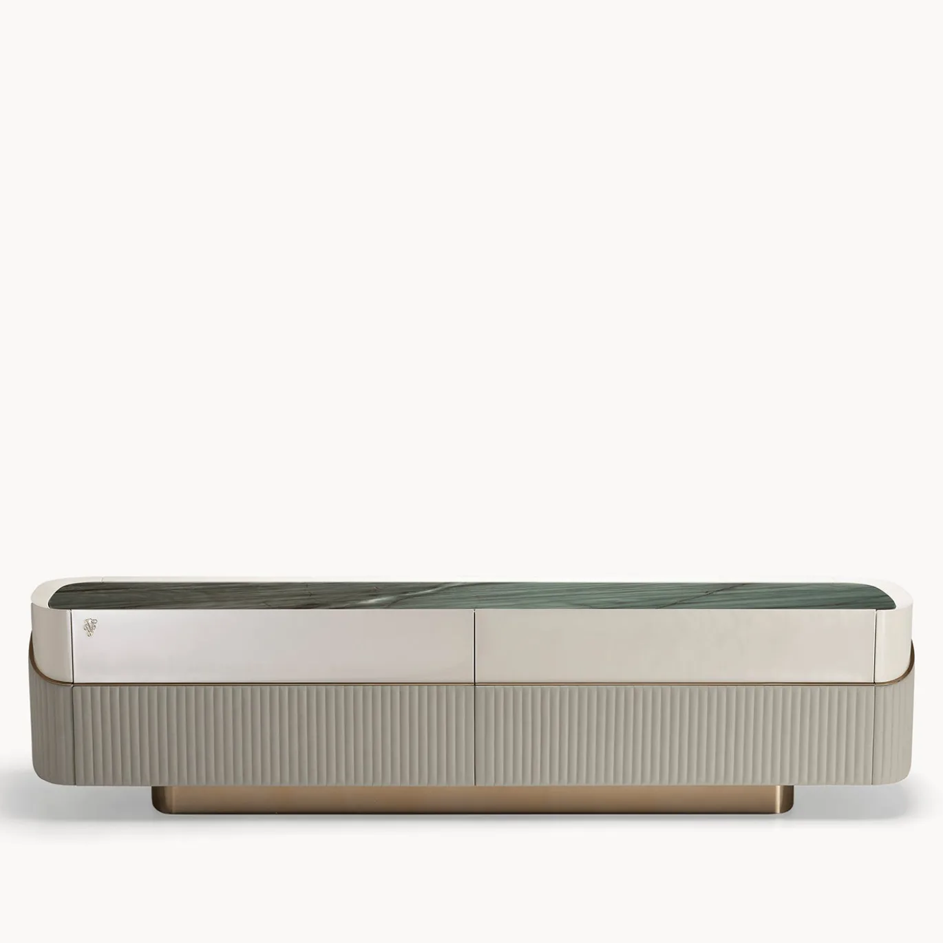 Majestic Sideboard in Pelle e Piano in Marmo Verde
