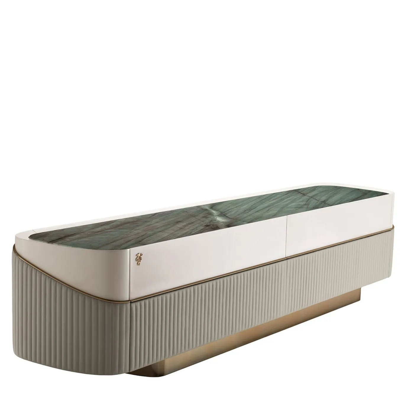 Majestic Sideboard in Pelle e Piano in Marmo Verde