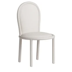 Masa Soul White Leather And Glossy Tortora Wood Dining Chair