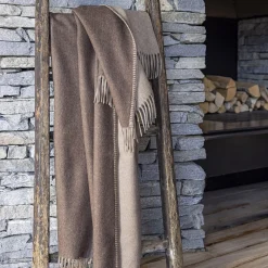 Melrose Coperta piccola con frange marrone chiaro