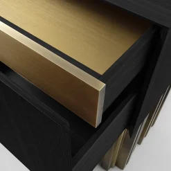 Mirage Vintage con scultura in ottone fatta a mano Credenza nera