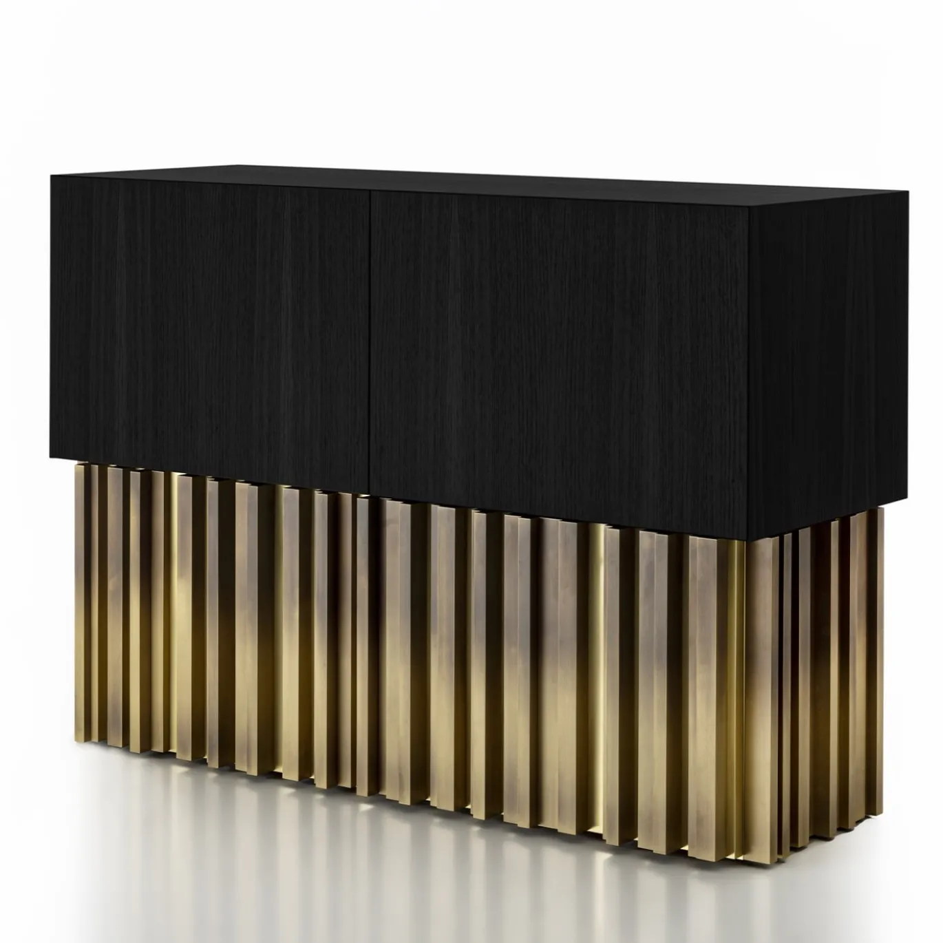 Mirage Vintage con scultura in ottone fatta a mano Credenza nera