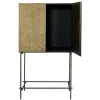 Mobile bar con finitura a squama dorata e base in ferro