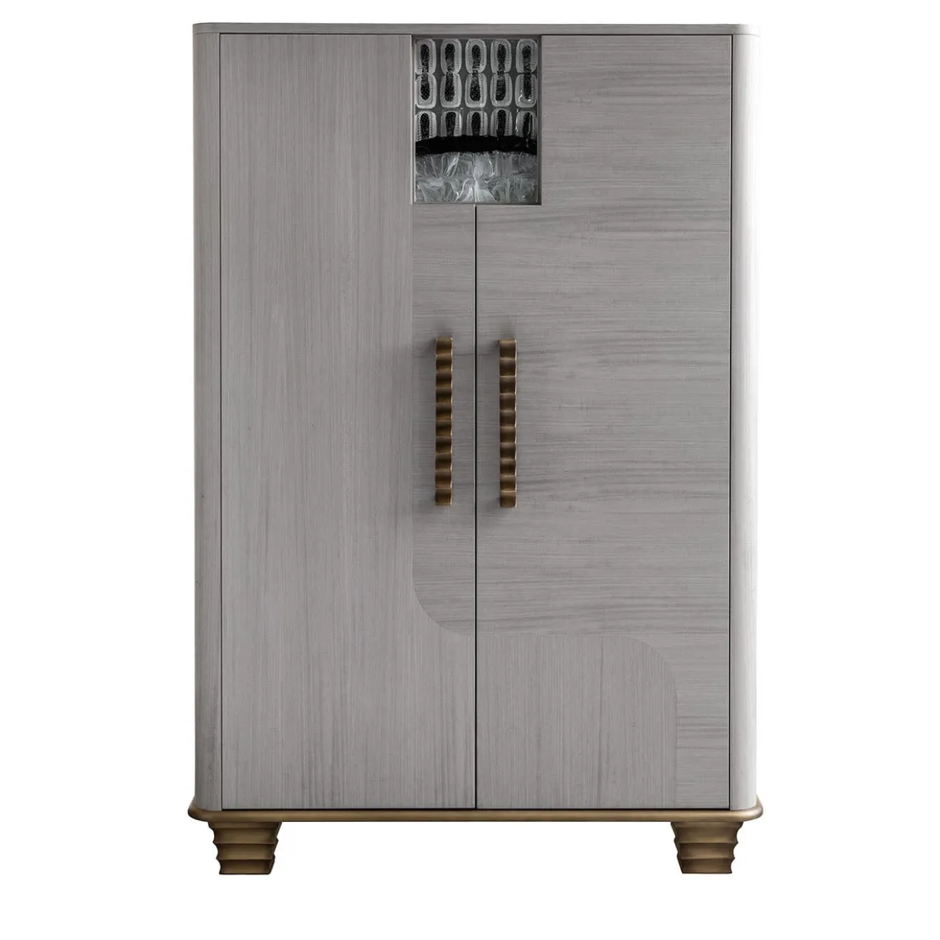 Mobile bar Cosmopolitan a 2 porte in legno intarsiato grigio