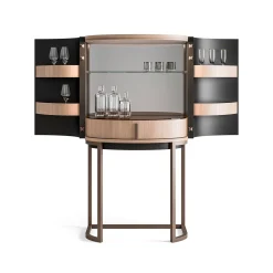 Mobile bar curvo in noce chiaro
