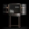 Mobile bar curvo in noce scuro