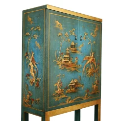 Mobile Bar in Legno Intagliato in Stile Chinoiserie Dante