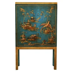 Mobile Bar in Legno Intagliato in Stile Chinoiserie Dante