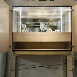 Mobile bar Tessella Dark in legno intarsiato a due ante