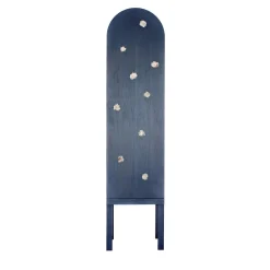 Mobile contenitore blu Blossom con anta singola e inserti in ceramica