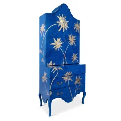 Mobile Pesaro Secretary blu elettrico con motivo a palme