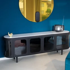 Mobile Settebello in vetro nero di Matteo Zorzenoni