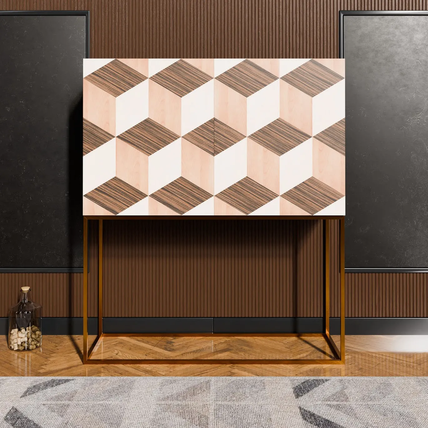 Mobile veronese con intarsi geometrici