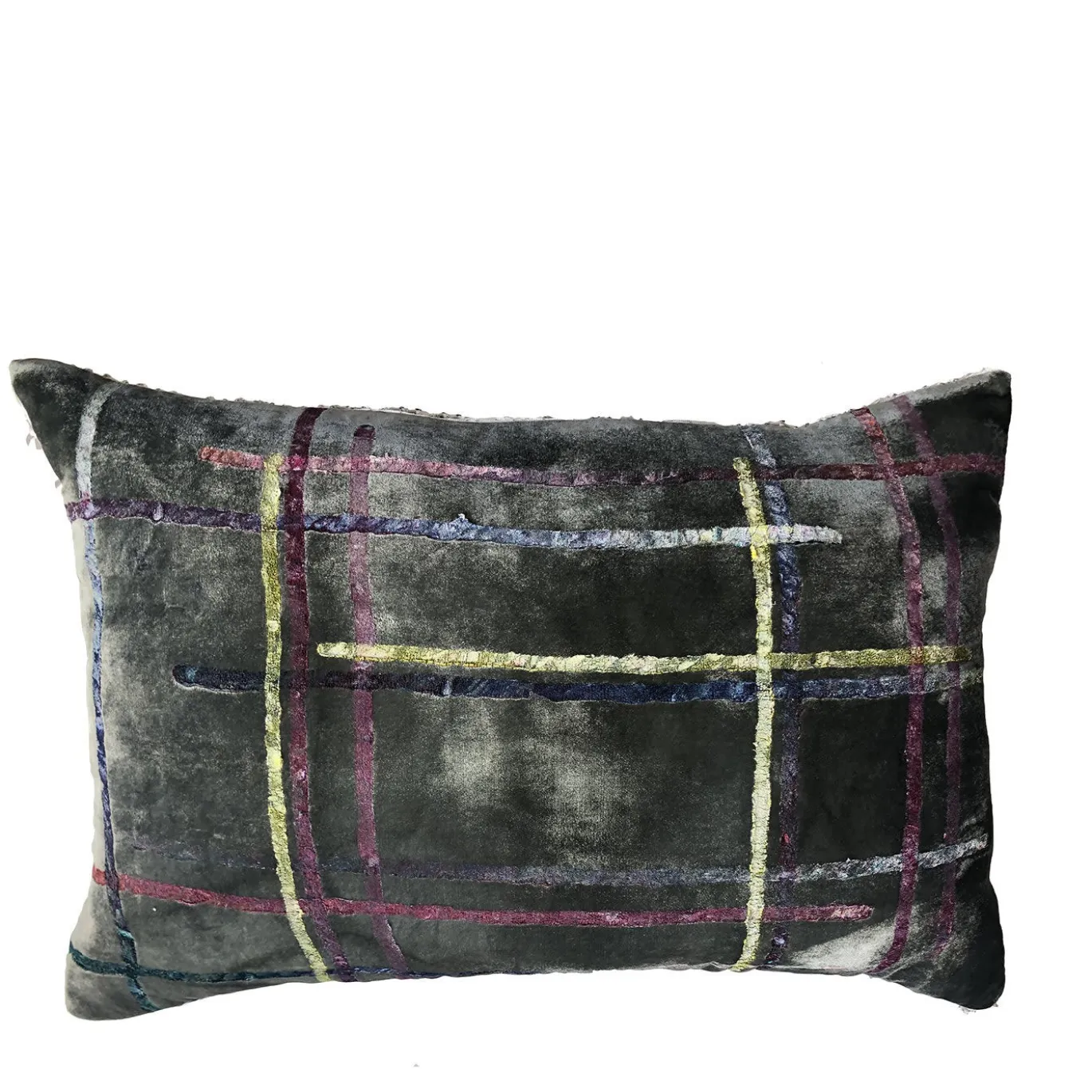 Mondrian 2 Cuscino rettangolare in velluto nero