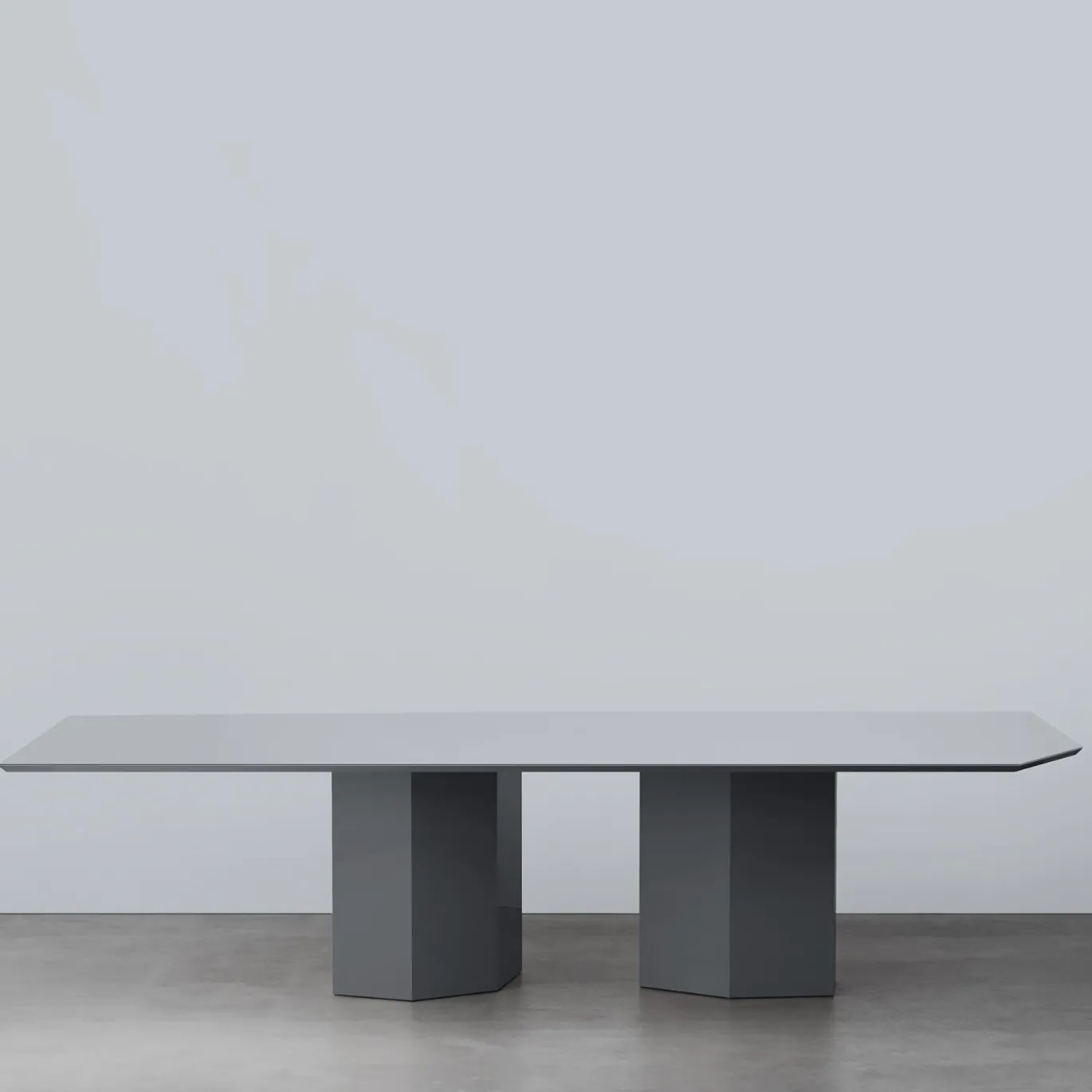Monith Glossy Blue Cenere And Extra Clear Mirror Top Dining Table