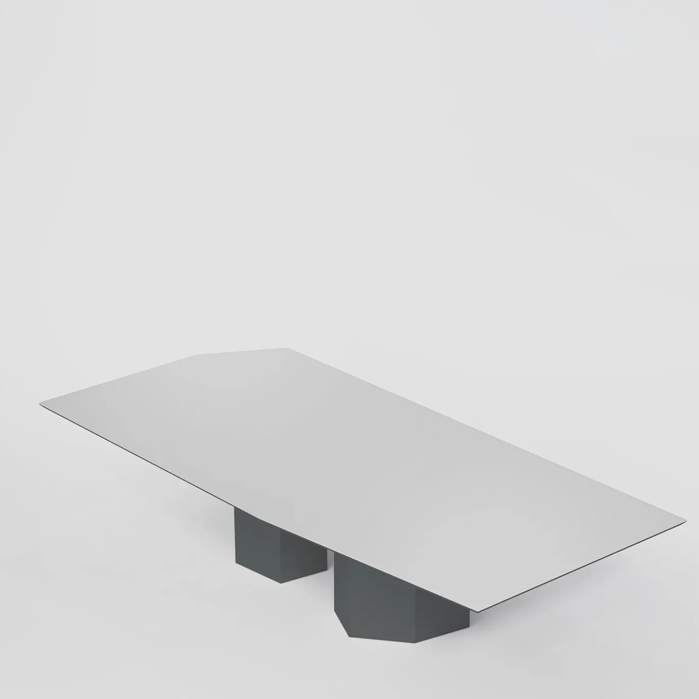 Monith Glossy Blue Cenere And Extra Clear Mirror Top Dining Table