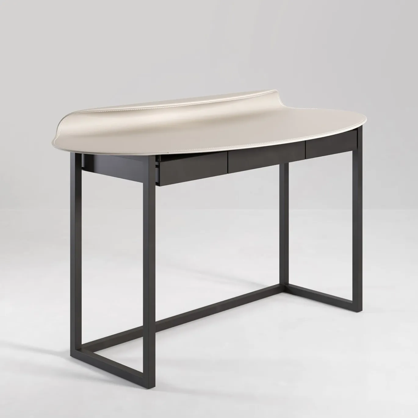 Nakamura Soul White And Black Matte Metal Desk With Drawers