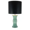 Nuguria Lampada da Tavolo Base in Ceramica Verde con Paralume in Tessuto Nero