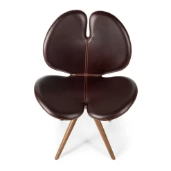 Nuova sedia Pansè in pelle e legno