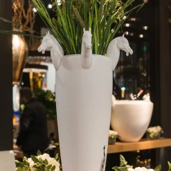 Obice Horse 5 Teste Vaso decorativo bianco