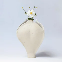 Ossa Iris Vaso in gres bianco smaltato