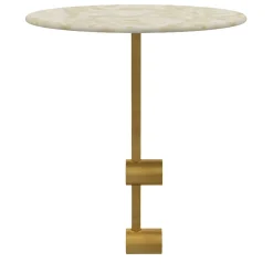 Ottomana Mythos in tessuto bouclé beige con tavolino laterale in marmo
