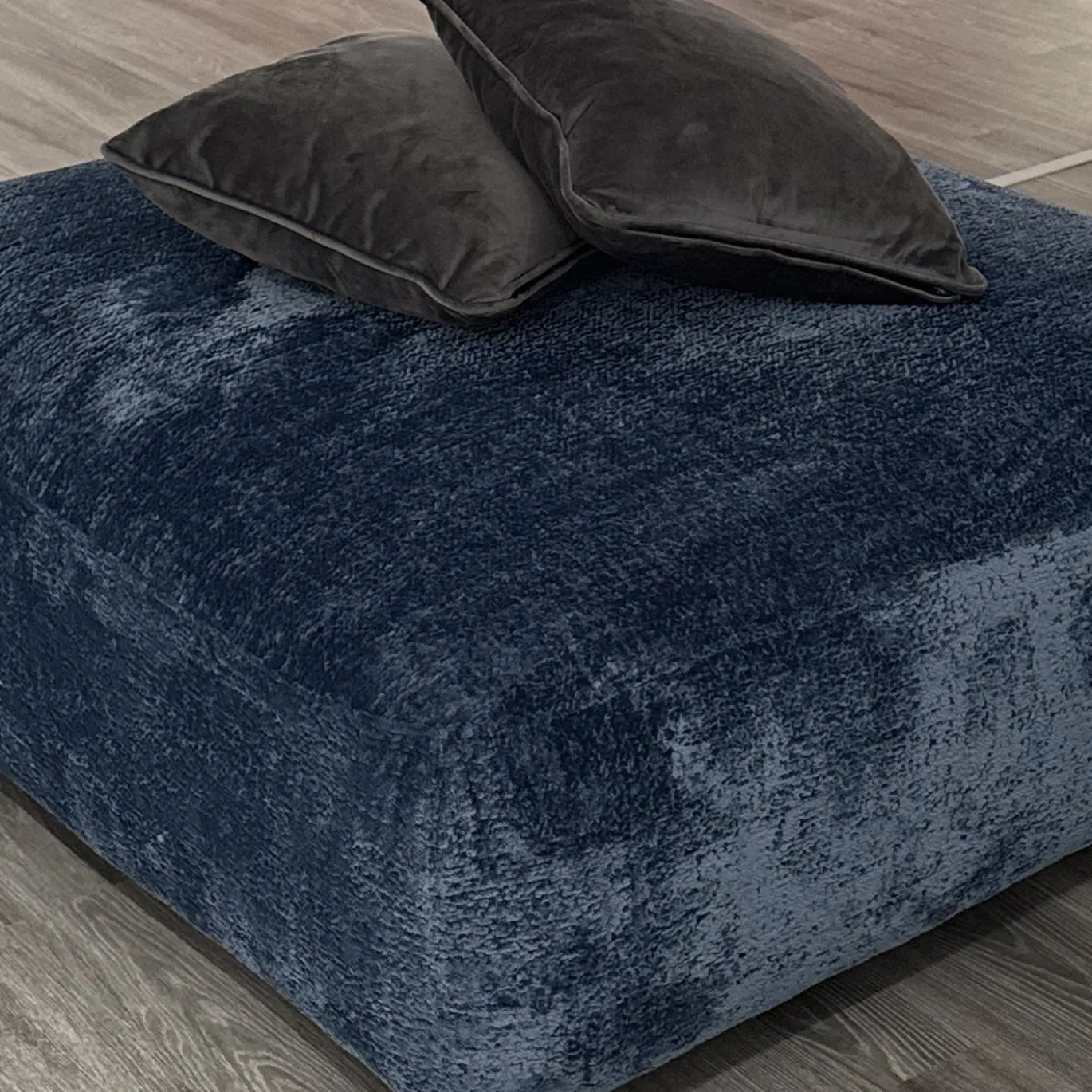 Ottomano grande Stone in tessuto blue