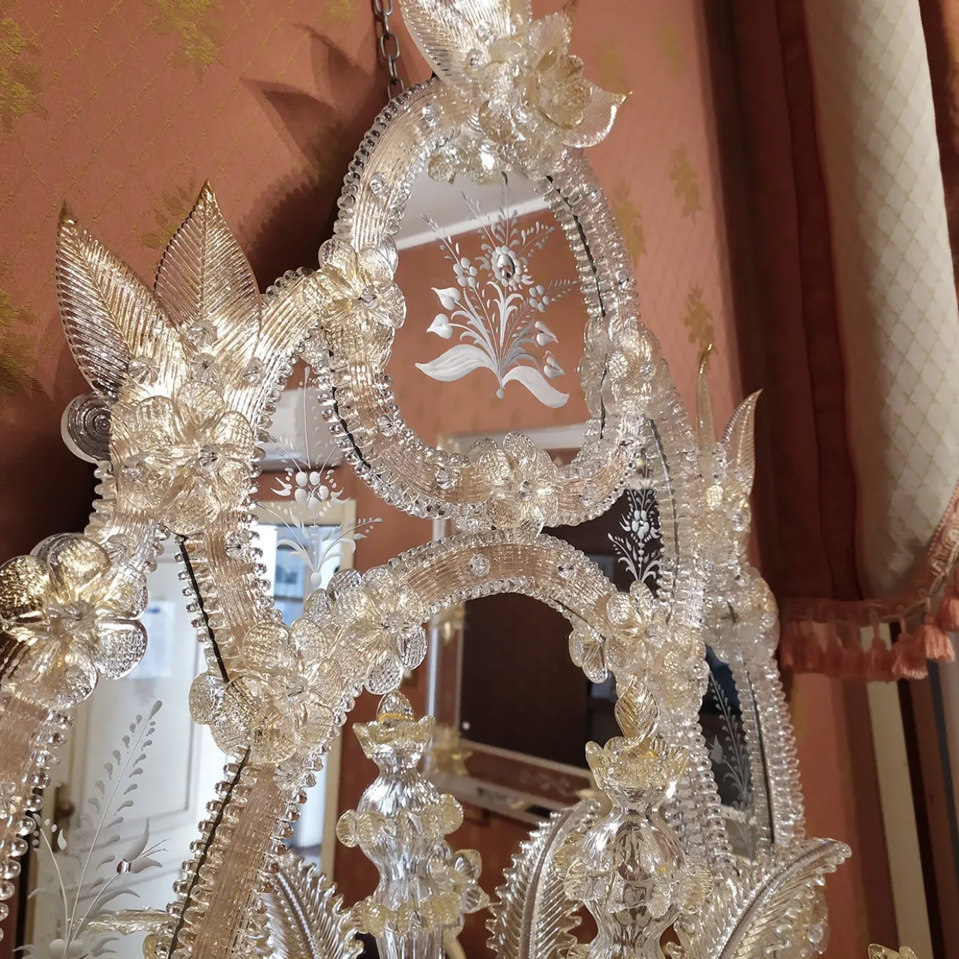 Palladio Lampada da parete a 3 luci in vetro di Murano