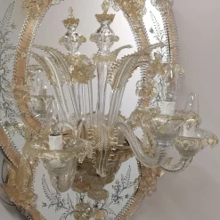Palladio Lampada da parete a 3 luci in vetro di Murano