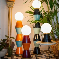 Palm Lampada da tavolo Media Burgundy e Arancione