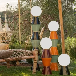 Palm Lampada da terra acquamarina e nera