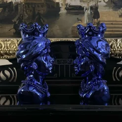Panarea Testa di moro Donna Scultura in marmo blu