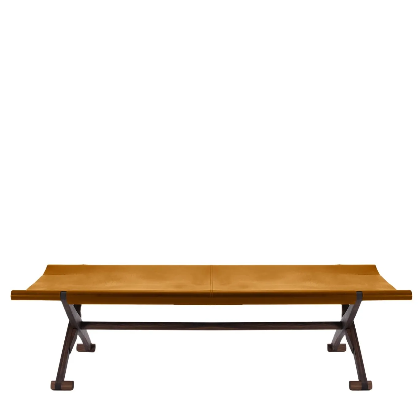 Panca Branda in cuoio pieno fiore cognac