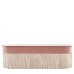 Panca con Frange Bicolore in Velluto Rosa di Lorenza Bozzoli